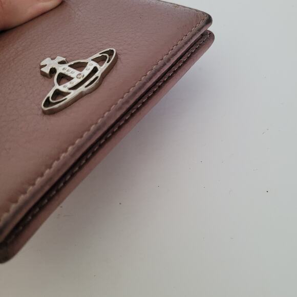 Vivienne Westwood Orbit Logo Wallet Leather Small Card ID Mini Purple Bifold - Picture 9 of 9
